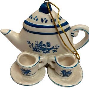 Vintage Teapot Teacup Christmas Ornament